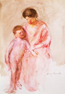 Woman with a Nude Boy at her Side by Mary Cassatt